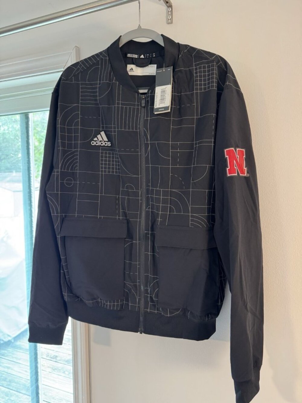 Adidas Nebraska Full Zip Jacket Men's L Black NWT